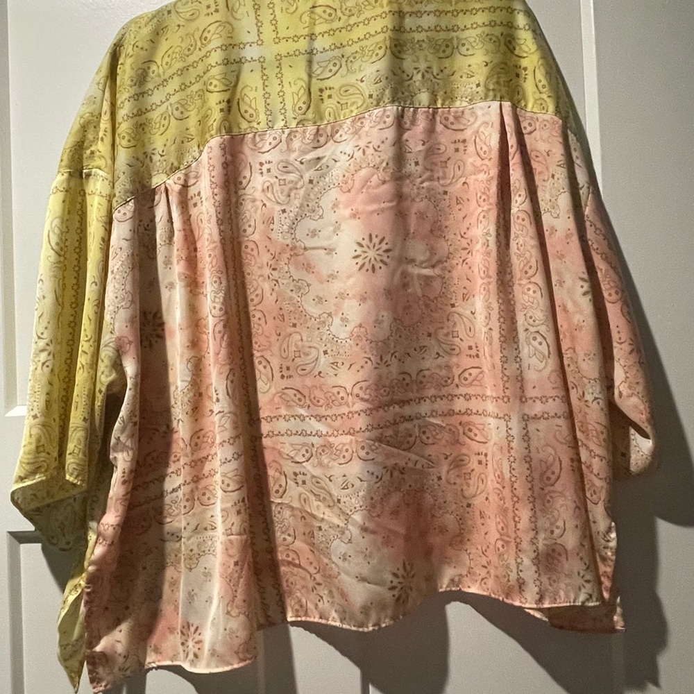 Cato Yellow Paisley Top with Pink patchwork - Picture 3 of 3